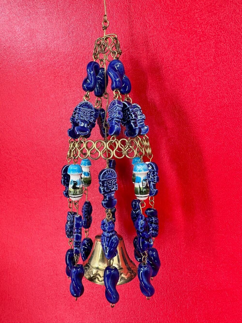 Brass Bell Celestial Prosperity Style Intricate Brass & Ceramic Beads Windchime
